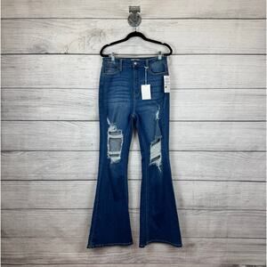 Cello Juniors High Rise Distressed Skinny Flare Boho Rodeo Jeans Size 11